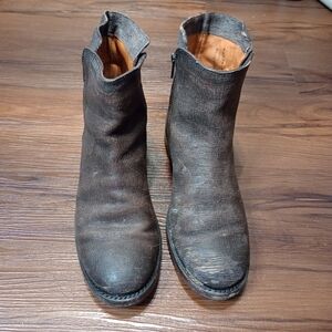 frye natalie double zip layered leather distressed texture moto boots